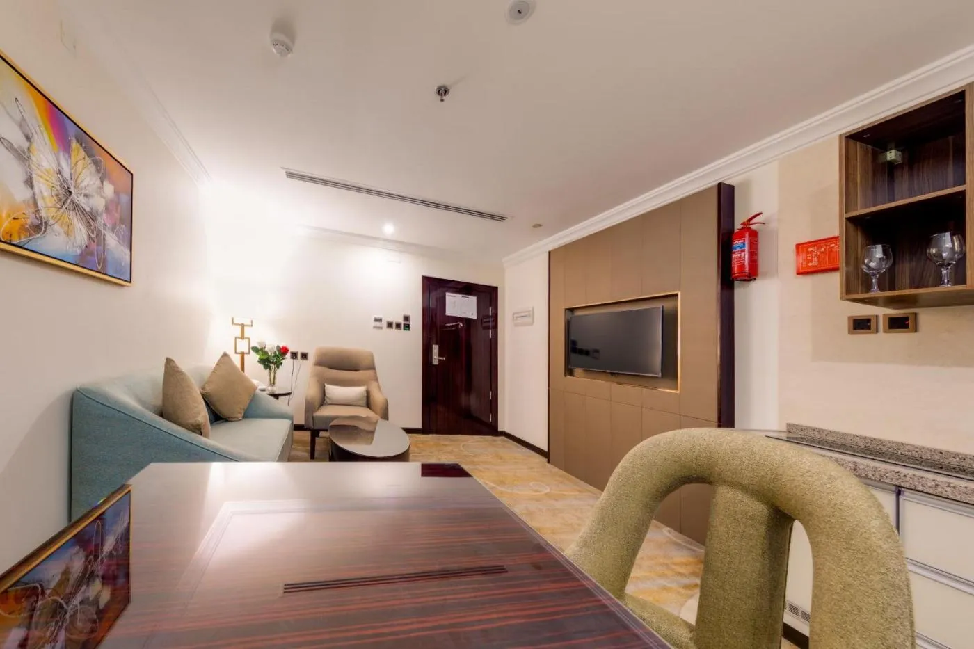 Apartment dining and living area